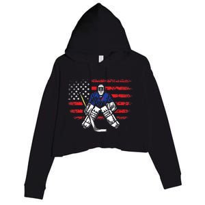 American Ice Hockey Athlete Winter Sport Goalkeeper Crop Fleece Hoodie