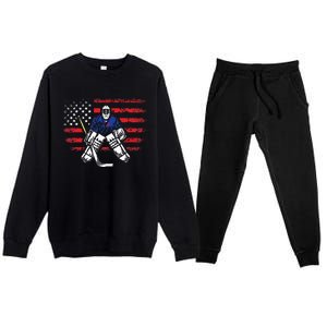 American Ice Hockey Athlete Winter Sport Goalkeeper Premium Crewneck Sweatsuit Set