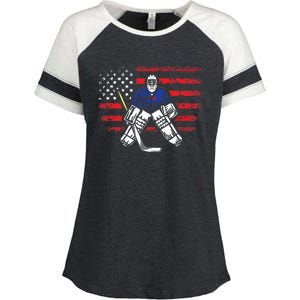 American Ice Hockey Athlete Winter Sport Goalkeeper Enza Ladies Jersey Colorblock Tee