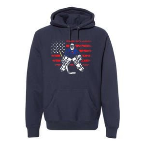 American Ice Hockey Athlete Winter Sport Goalkeeper Premium Hoodie