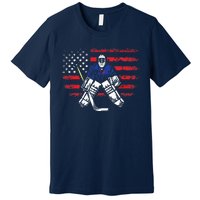 American Ice Hockey Athlete Winter Sport Goalkeeper Premium T-Shirt