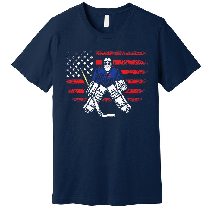 American Ice Hockey Athlete Winter Sport Goalkeeper Premium T-Shirt