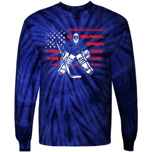 American Ice Hockey Athlete Winter Sport Goalkeeper Tie-Dye Long Sleeve Shirt