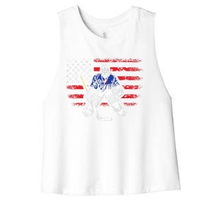 American Ice Hockey Athlete Winter Sport Goalkeeper Women's Racerback Cropped Tank