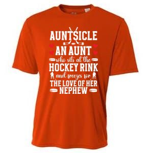 Auntsicle Ice Hockey Aunt Of A Hockey Player Auntie Gift Cooling Performance Crew T-Shirt