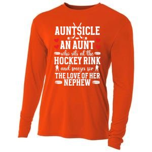 Auntsicle Ice Hockey Aunt Of A Hockey Player Auntie Gift Cooling Performance Long Sleeve Crew