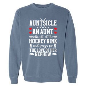 Auntsicle Ice Hockey Aunt Of A Hockey Player Auntie Gift Garment-Dyed Sweatshirt