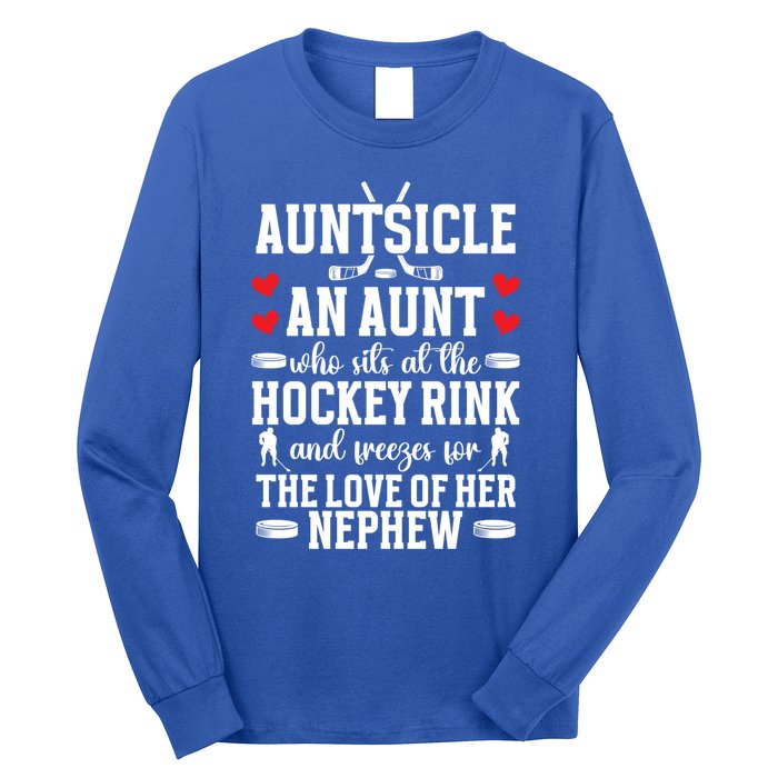 Auntsicle Ice Hockey Aunt Of A Hockey Player Auntie Gift Long Sleeve Shirt