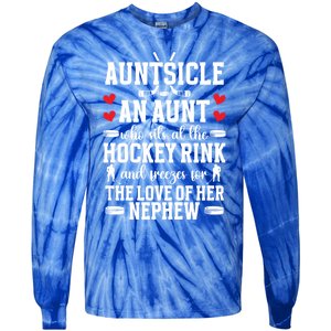 Auntsicle Ice Hockey Aunt Of A Hockey Player Auntie Gift Tie-Dye Long Sleeve Shirt