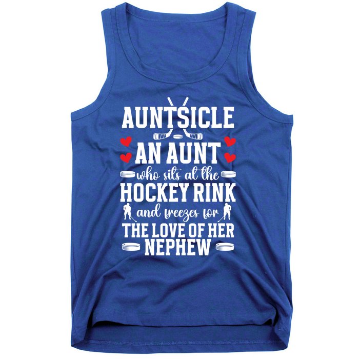 Auntsicle Ice Hockey Aunt Of A Hockey Player Auntie Gift Tank Top