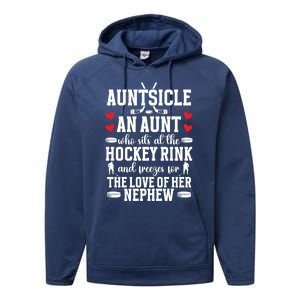 Auntsicle Ice Hockey Aunt Of A Hockey Player Auntie Gift Performance Fleece Hoodie