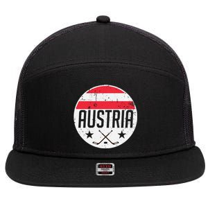 Austria Ice Hockey Flag Jersey Supporter Austrian Fan Gift 7 Panel Mesh Trucker Snapback Hat