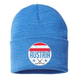 Austria Ice Hockey Flag Jersey Supporter Austrian Fan Gift Sustainable Knit Beanie