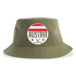 Austria Ice Hockey Flag Jersey Supporter Austrian Fan Gift Sustainable Bucket Hat