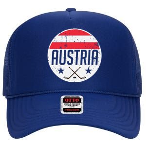 Austria Ice Hockey Flag Jersey Supporter Austrian Fan Gift High Crown Mesh Back Trucker Hat