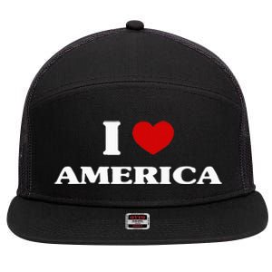 America I Heart America Souvenir I Love America 7 Panel Mesh Trucker Snapback Hat