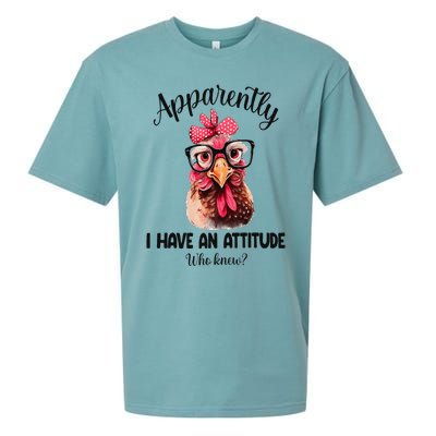 Apparently I Have An Attitude Who Knew Funny Chicken Sueded Cloud Jersey T-Shirt