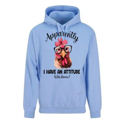 Apparently I Have An Attitude Who Knew Funny Chicken Unisex Surf Hoodie