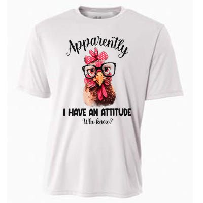 Apparently I Have An Attitude Who Knew Funny Chicken Cooling Performance Crew T-Shirt