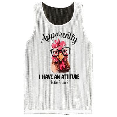 Apparently I Have An Attitude Who Knew Funny Chicken Mesh Reversible Basketball Jersey Tank