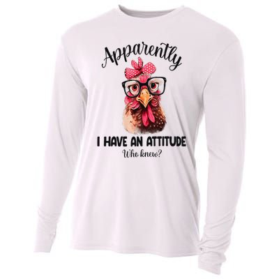 Apparently I Have An Attitude Who Knew Funny Chicken Cooling Performance Long Sleeve Crew