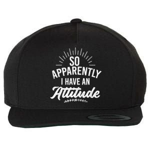 Apparently I Have An Attitude Fun Sarcastic Sarcasm Graphic Wool Snapback Cap