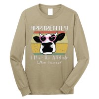 Apparently I Have An Attitude Who Knew Funny Cow Retro Meme Long Sleeve Shirt