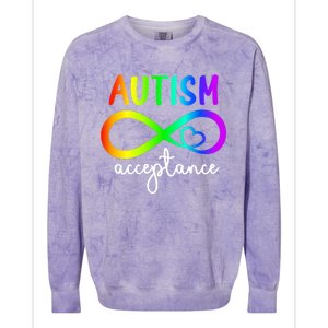 Acceptance Infinity Heart Autism Awareness Month Rainbow Gift Colorblast Crewneck Sweatshirt