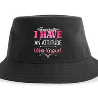 Apparently I Have An Attitude Who Knew Funny Sarcastic Gift Sustainable Bucket Hat