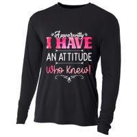 Apparently I Have An Attitude Who Knew Funny Sarcastic Gift Cooling Performance Long Sleeve Crew