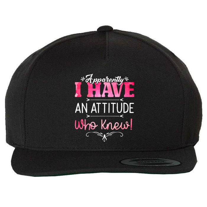 Apparently I Have An Attitude Who Knew Funny Sarcastic Gift Wool Snapback Cap