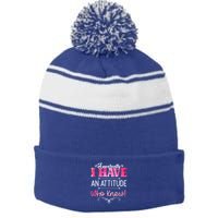 Apparently I Have An Attitude Who Knew Funny Sarcastic Gift Stripe Pom Pom Beanie