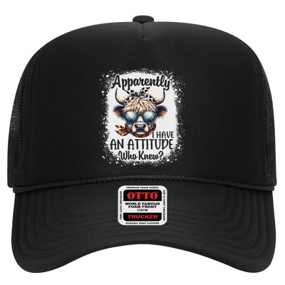 Apparently I Have An Attitude Who Knew Bleached Highland Cow Trucker Hat