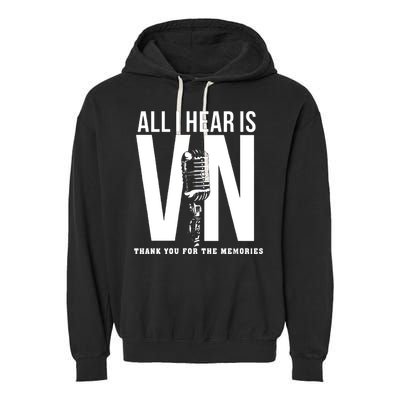 All I Hear Is Vin Scully Microphone Rest In Peace RIP Thank For The Memories Baseball Garment-Dyed Fleece Hoodie