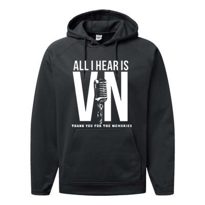 All I Hear Is Vin Scully Microphone Rest In Peace RIP Thank For The Memories Baseball Performance Fleece Hoodie