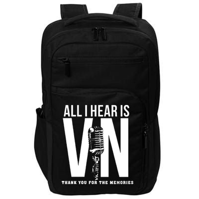All I Hear Is Vin Scully Microphone Rest In Peace RIP Thank For The Memories Baseball Impact Tech Backpack