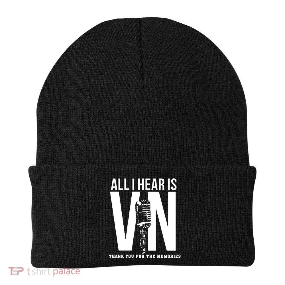 All I Hear Is Vin Scully Microphone Rest In Peace RIP Thank For The Memories Baseball Beanie