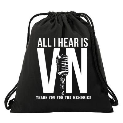 All I Hear Is Vin Scully Microphone Rest In Peace RIP Thank For The Memories Baseball Drawstring Bag