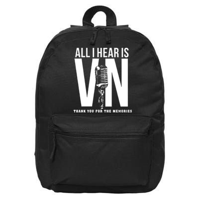 All I Hear Is Vin Scully Microphone Rest In Peace RIP Thank For The Memories Baseball 16 in Basic Backpack