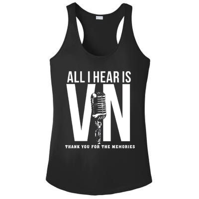 All I Hear Is Vin Scully Microphone Rest In Peace RIP Thank For The Memories Baseball Ladies PosiCharge Competitor Racerback Tank