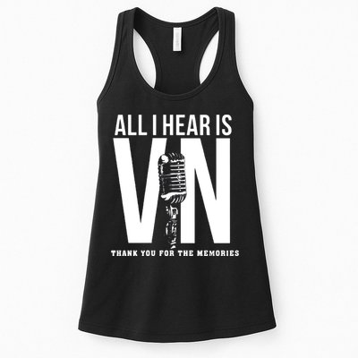 All I Hear Is Vin Scully Microphone Rest In Peace RIP Thank For The Memories Baseball Womens Tank Top