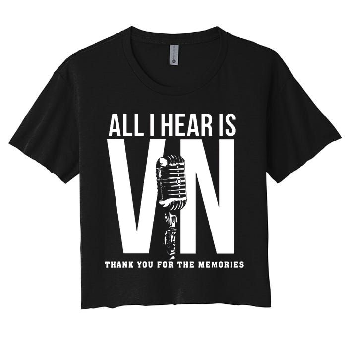 All I Hear Is Vin Scully Microphone Rest In Peace RIP Thank For The Memories Baseball Crop Top