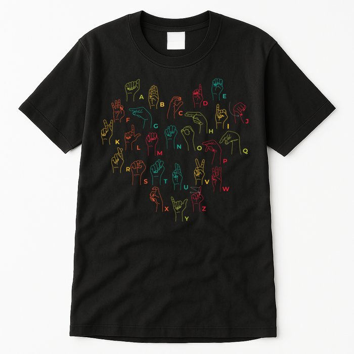ASL ILY Heart Sign Language Interpreter Deaf ASL Teacher Tall T-Shirt
