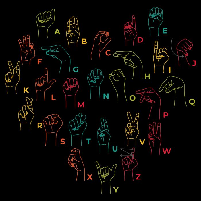 ASL ILY Heart Sign Language Interpreter Deaf ASL Teacher Tall T-Shirt