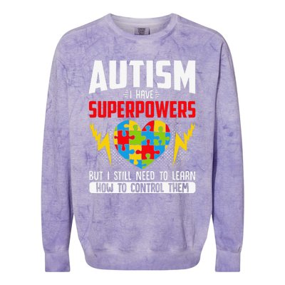 Autism I Have Superpowers Disabilities Colorblast Crewneck Sweatshirt