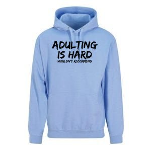 Adulting Is Hard Wouldnt Recommend Funny Sarcastic Sayings Unisex Surf Hoodie