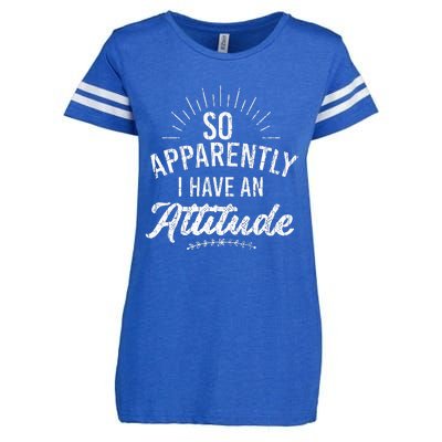 Apparently I Have An Attitude Fun Sarcastic Sarcasm Graphic Enza Ladies Jersey Football T-Shirt