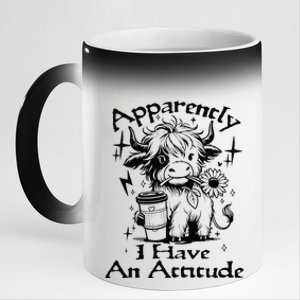 Apparently I Have An Attitude Who Knew Funny Cow Retro Meme 11oz Black Color Changing Mug