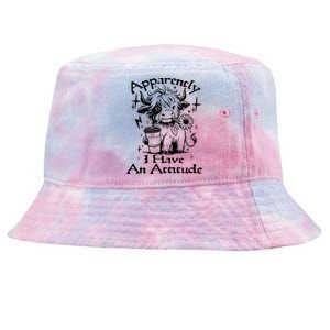 Apparently I Have An Attitude Who Knew Funny Cow Retro Meme Tie-Dyed Bucket Hat