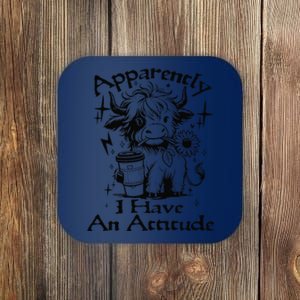 Apparently I Have An Attitude Who Knew Funny Cow Retro Meme Coaster